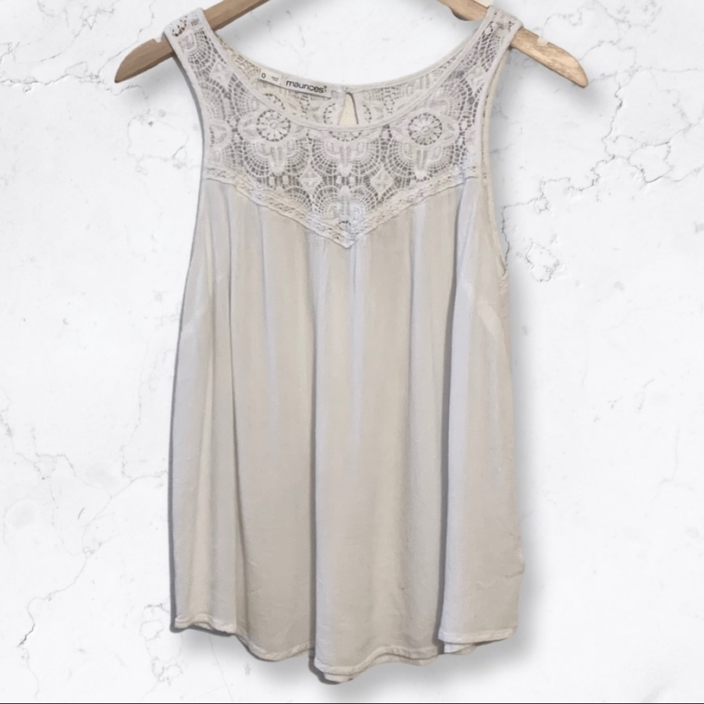 Maurices White Tank with Crocheted Accent